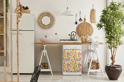 Aimant décoratif pour lave-vaisselle Oiseaux et roses