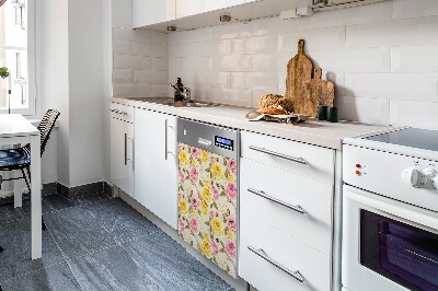 Aimant décoratif pour lave-vaisselle Oiseaux et roses