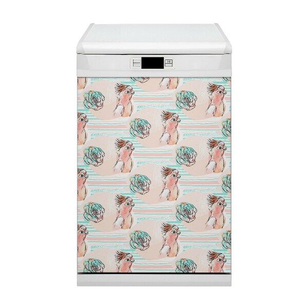 Magnet pour lave vaisselle Perroquets roses