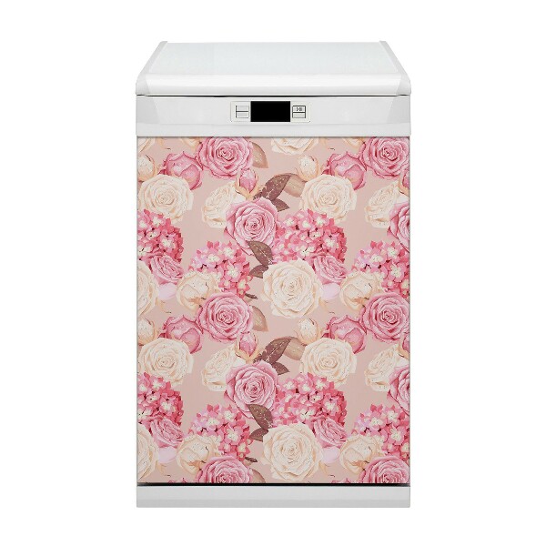 Aimant décoratif pour lave-vaisselle Roses et hortensias