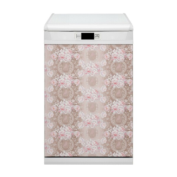 Aimant décoratif pour lave-vaisselle roses blanches