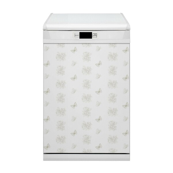 Aimant décoratif pour lave-vaisselle Papillons et fleurs