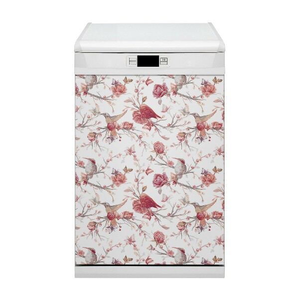 Deco magnetique pour lave vaisselle Oiseaux rouges