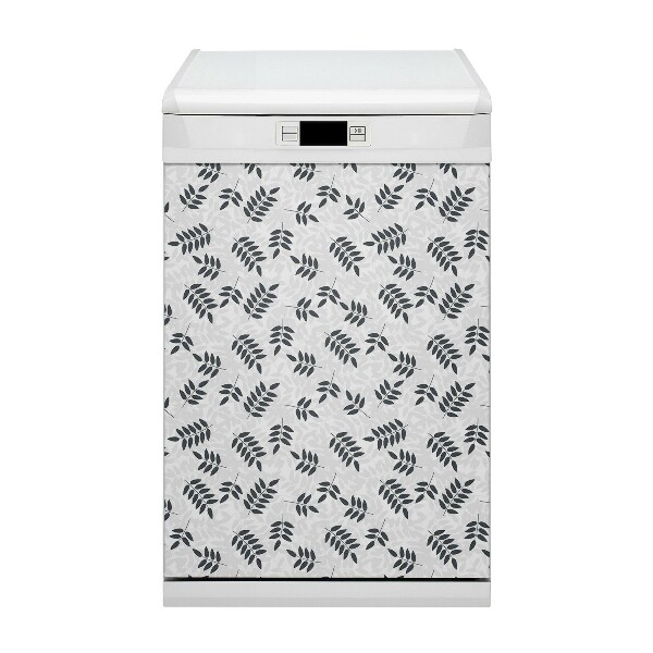 Deco magnetique pour lave vaisselle Feuilles gris noires