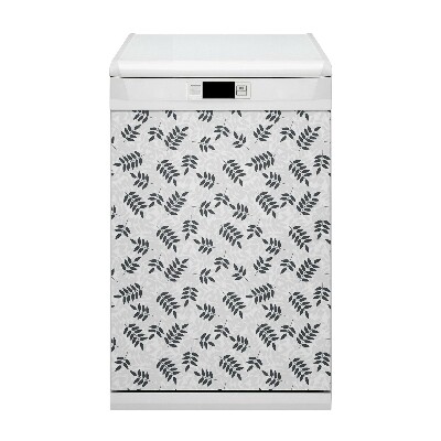Deco magnetique pour lave vaisselle Feuilles gris noires