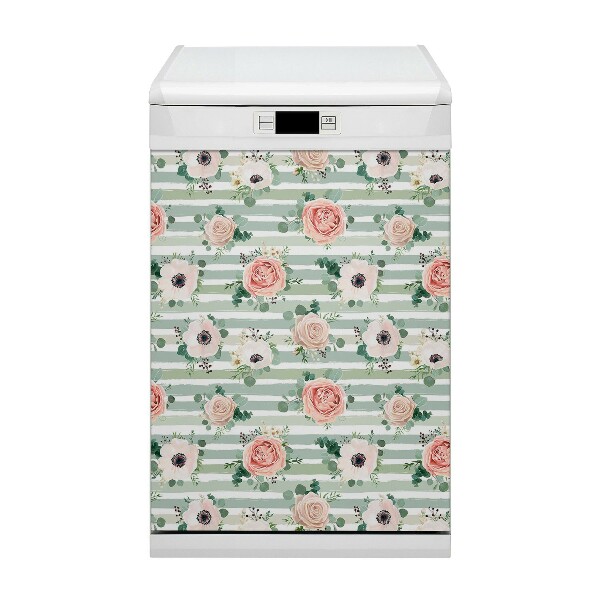 Aimant décoratif pour lave-vaisselle Roses rayées