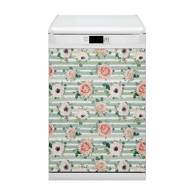 Aimant décoratif pour lave-vaisselle Roses rayées