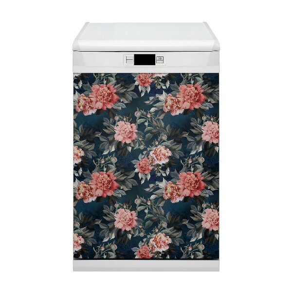 Deco magnetique pour lave vaisselle Pivoines rouges