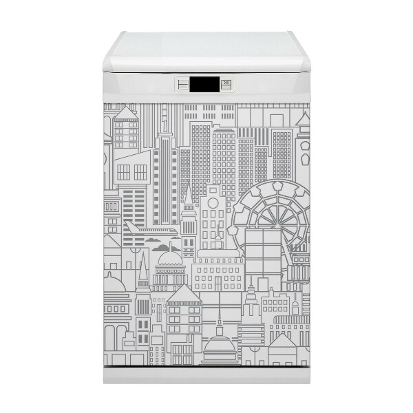 Deco magnetique pour lave vaisselle Ville esquissée
