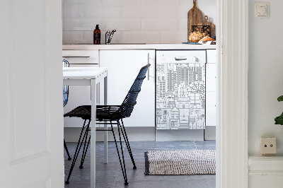 Deco magnetique pour lave vaisselle Ville esquissée