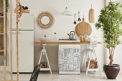 Deco magnetique pour lave vaisselle Ville esquissée