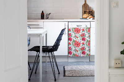 Aimant décoratif pour lave-vaisselle Fleurs rouges