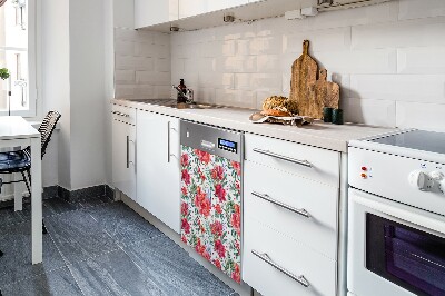 Aimant décoratif pour lave-vaisselle Fleurs rouges