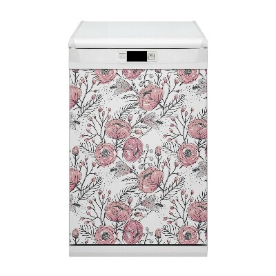 Aimant décoratif pour lave-vaisselle Art des roses pastel