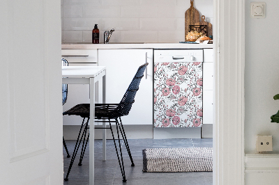 Aimant décoratif pour lave-vaisselle Art des roses pastel