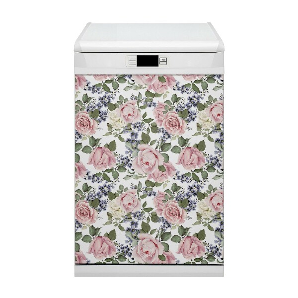 Deco magnetique pour lave vaisselle Roses aquarelles