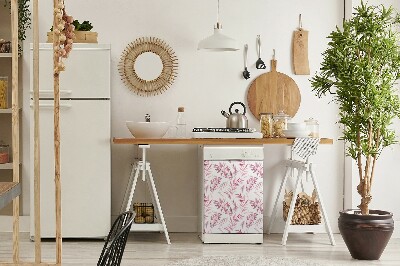 Aimant de couvercle de lave-vaisselle Feuilles roses
