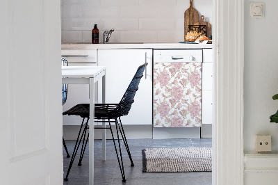 Deco magnetique pour lave vaisselle Hibiscus rose pâle