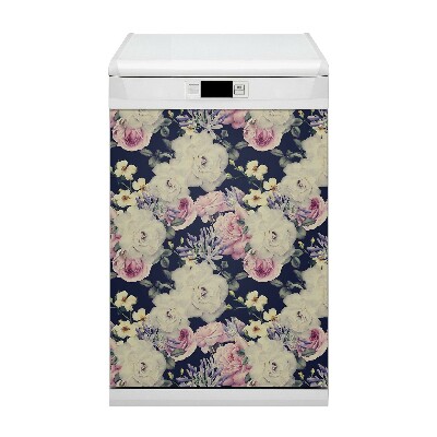 Aimant décoratif pour lave-vaisselle Roses vintage blanches