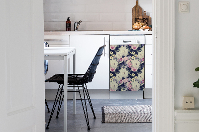 Aimant décoratif pour lave-vaisselle Roses vintage blanches
