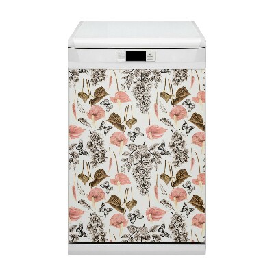 Aimant décoratif pour lave-vaisselle Fleurs et papillons