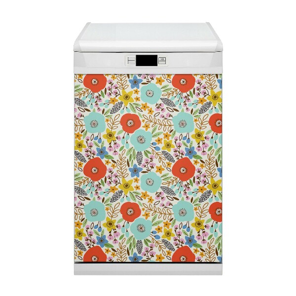 Aimant décoratif pour lave-vaisselle fleurs de pré