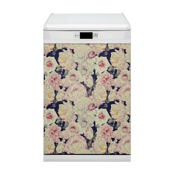 Magnet pour lave vaisselle roses blanches