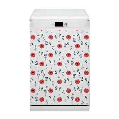 Deco magnetique pour lave vaisselle Champ rouge des coquelicots