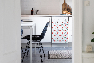 Deco magnetique pour lave vaisselle Champ rouge des coquelicots