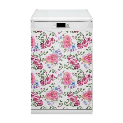 Deco magnetique pour lave vaisselle Roses aquarelles