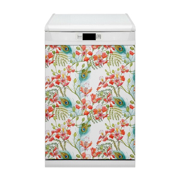 Deco magnetique pour lave vaisselle Plumes de paon