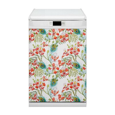 Deco magnetique pour lave vaisselle Plumes de paon