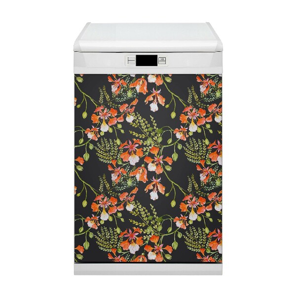 Aimant décoratif pour lave-vaisselle Fleurs rouges
