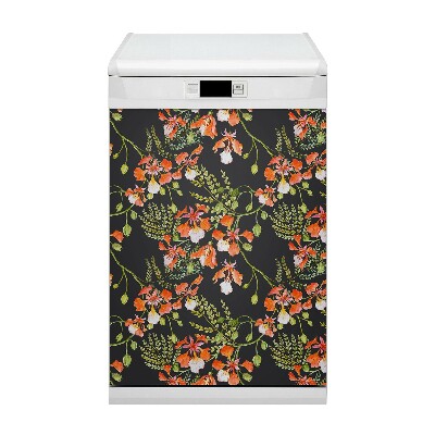 Aimant décoratif pour lave-vaisselle Fleurs rouges
