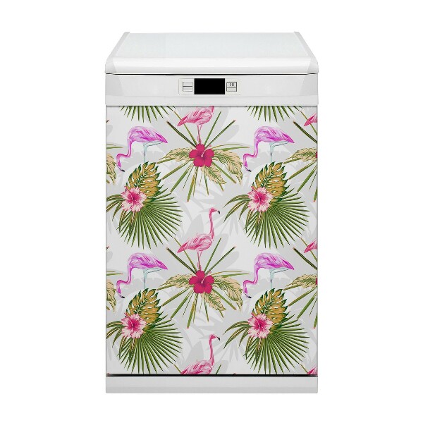 Aimant décoratif pour lave-vaisselle Flamants et fleurs