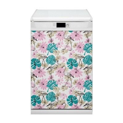 Aimant décoratif pour lave-vaisselle Flamingos peints