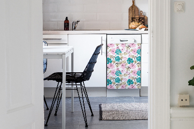 Aimant décoratif pour lave-vaisselle Flamingos peints