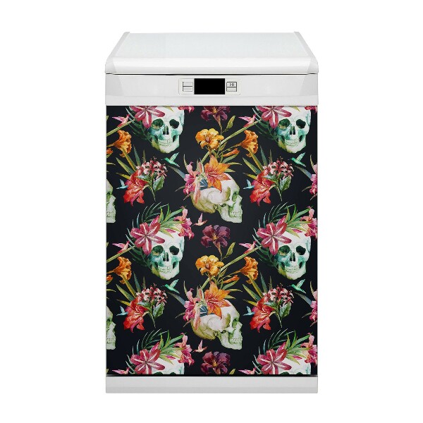 Magnet pour lave vaisselle Crânes et fleurs