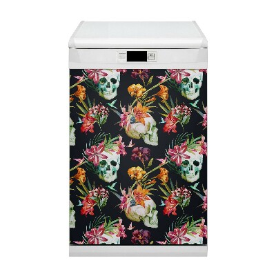 Magnet pour lave vaisselle Crânes et fleurs