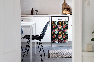 Magnet pour lave vaisselle Crânes et fleurs