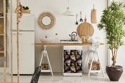 Magnet pour lave vaisselle Crânes et fleurs