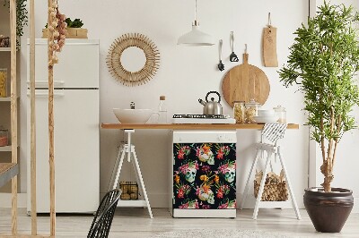 Magnet pour lave vaisselle Crânes et fleurs