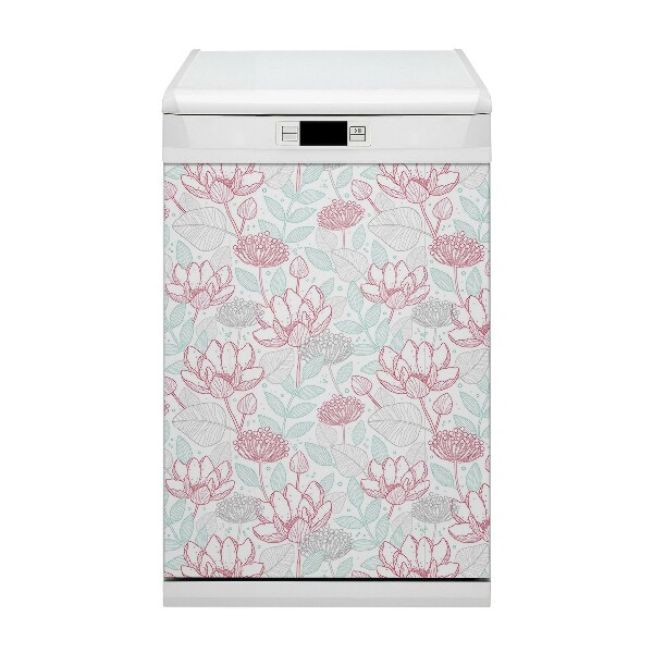 Aimant décoratif pour lave-vaisselle Contours de fleurs