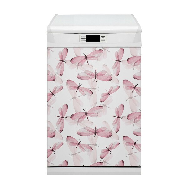 Deco magnetique pour lave vaisselle Libellules roses