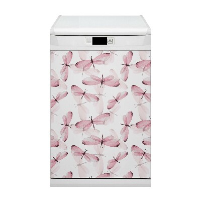 Deco magnetique pour lave vaisselle Libellules roses