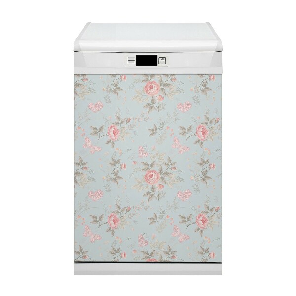 Magnet pour lave vaisselle Roses et papillons