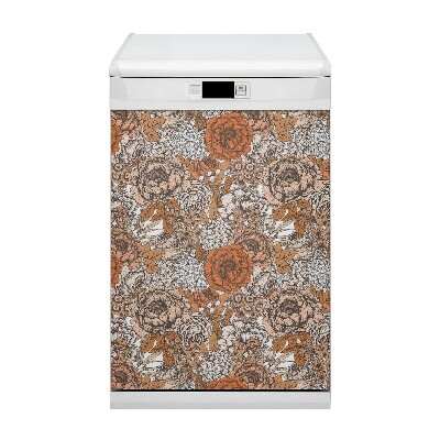 Aimant de couvercle de lave-vaisselle Roses orange