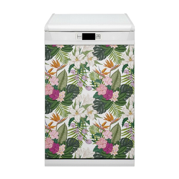 Autocollant Magnétique Pour Lave-vaisselle (motif Fleurs Sauvages Noir Et Blanc) - 58,4 X 66 Cm, PVC, Résistant à La Chaleur