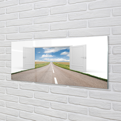 Tableaux sur verre acrylique Champ route porte 3d