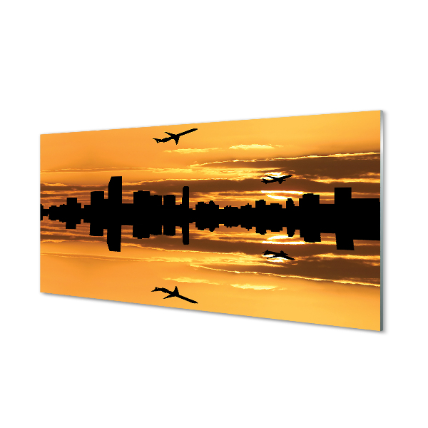 Tableaux sur verre acrylique Soleil ville d'avion